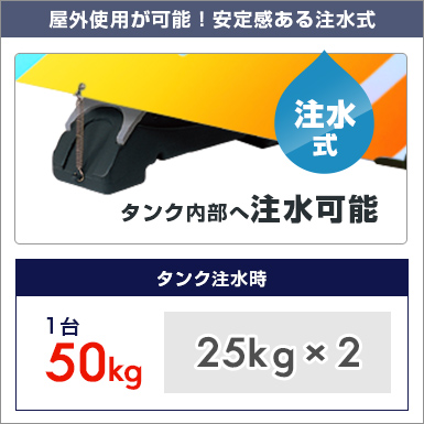 アルファエコ 屋外使用が可能！安定ある注水式