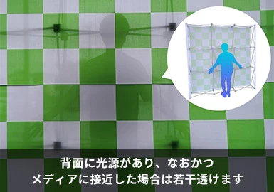 背面に光源があり、なおかつメディアに接近した場合は若干透けます