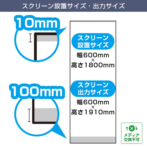 エコロールスクリーンバナーZERO (600×1800mm) スクリーン設置サイズ・出力サイズ