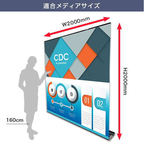 ホエールロールスクリーンバナー (2000mm幅) 適合メディアサイズ