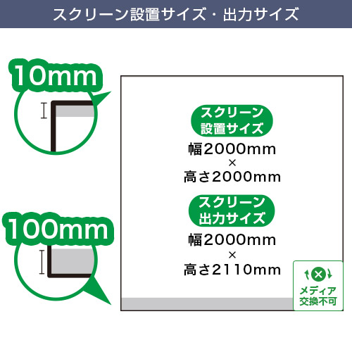 ホエールロールスクリーンバナー (2000mm幅) スクリーン設置サイズ・出力サイズ