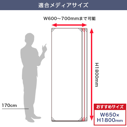 バナーXスタンド ブラック (600～700mm幅) 適合メディアサイズ