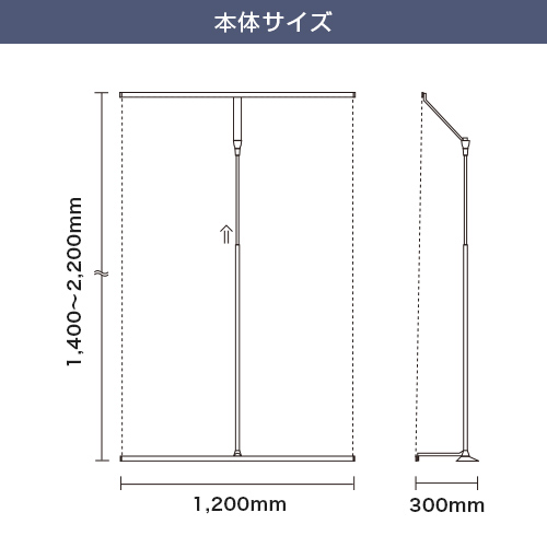 ブルーバナーSS120 (1200mm幅) 本体サイズ