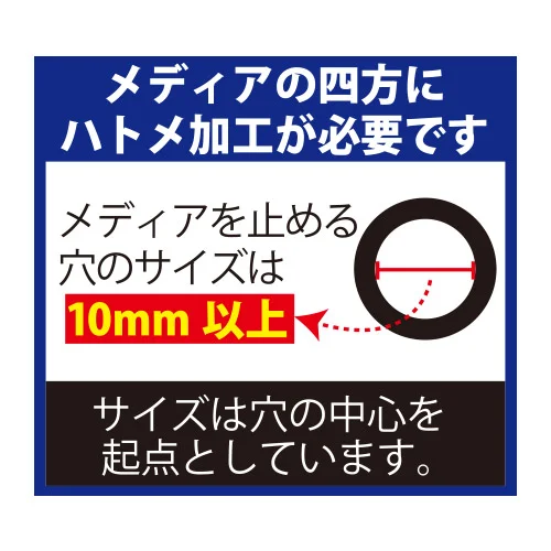 Xバナーエコ (600~800mm幅) メディアの四方にハトメ加工が必要です