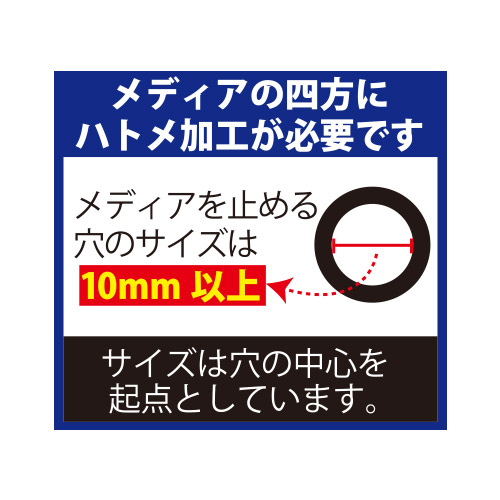 バンブーXバナー M メディアの四方にハトメ加工が必要です