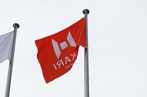 実績事例1178：金属加工会社様のオリジナル社旗を製作しました。