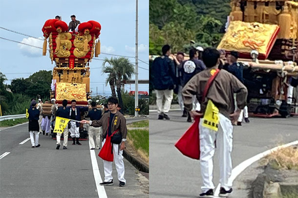 実績事例1451：お祭り用オリジナル交通安全用手旗　活用風景