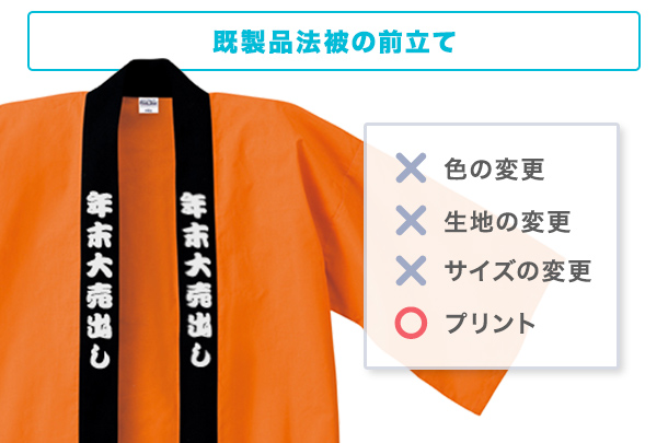既製品法被の前立て