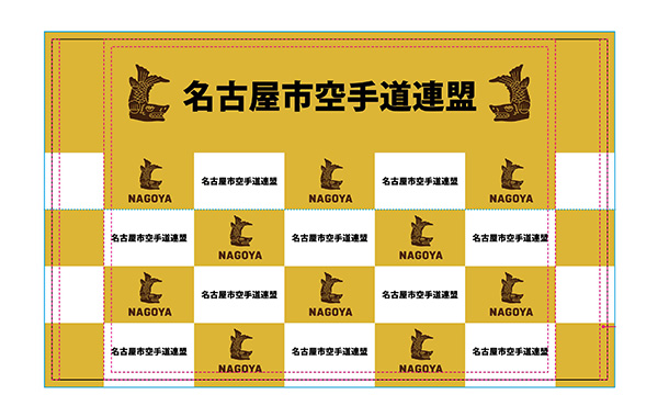 実績事例1728：空手道連盟様の大会用オリジナルバックパネル　デザイン例
