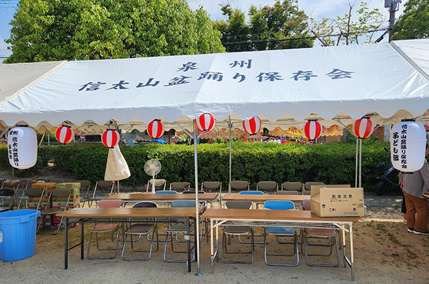 実績事例1798：盆踊り大会の本部装飾用オリジナルビニール提灯を製作しました。