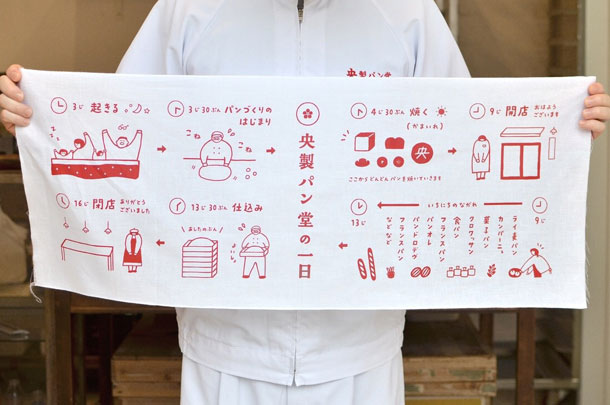 実績事例304:パン屋様のオリジナルノベルティ手ぬぐいを製作しました。
