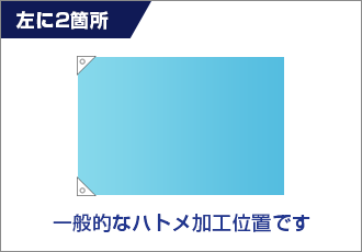 左に2箇所 一般的なハトメ加工位置です