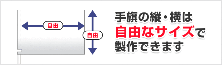 手旗の縦・横は自由なサイズで製作できます