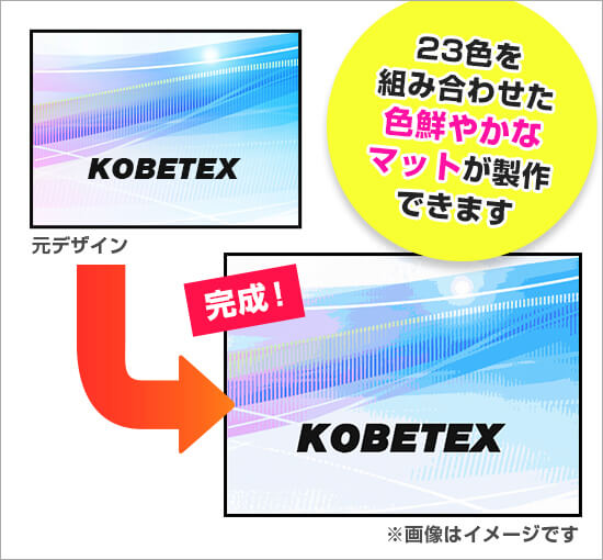 起毛マット（高耐久仕様） 23色を組み合わせた色鮮やかなマットが製作できます