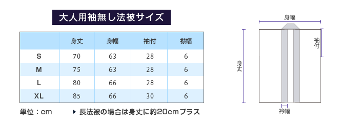 大人用袖無し法被サイズ