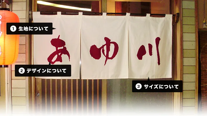 1.生地について・2.デザインについて・3.サイズについて