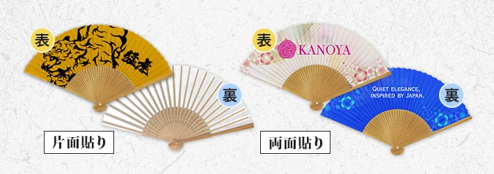 片面貼り紙扇子・両面貼り紙扇子