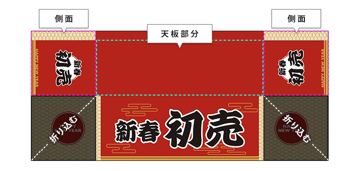 机に被せて設置するテーブルクロス デザイン表示イメージ