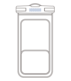 水に浮くモバイルウォータープルーフポーチ（TE-0043）前面Aプリント範囲