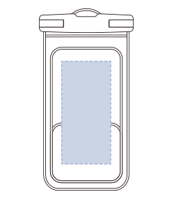 水に浮くモバイルウォータープルーフポーチ（TE-0043）前面Bプリント範囲