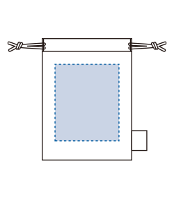 フェアトレードコットン巾着（Ｓ）（TF-0005）前面プリント範囲