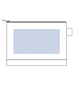 フェアトレードコットンキャンバスフラットポーチ（M）（TF-0009）前面プリント範囲