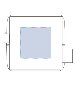 フェアトレードコットンキャンバスファスナーポーチ（S）（TF-0013）前面プリント範囲