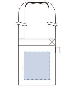 フェアトレードコットンサコッシュ（TF-0022）前面プリント範囲