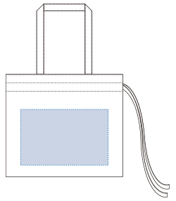 厚手コットンギャザーバッグ（TR-0925）前面プリント範囲