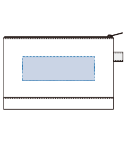 キャンバスデニムボトムフラットポーチ（S）（TR-1057）背面プリント範囲