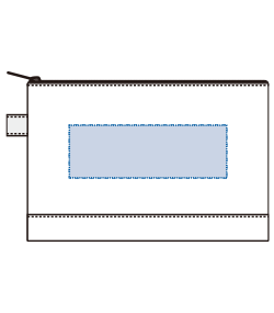 キャンバスデニムボトムフラットポーチ（S）（TR-1057）前面プリント範囲