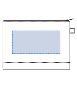 キャンバスデニムボトムフラットポーチ（M）（TR-1058）背面プリント範囲