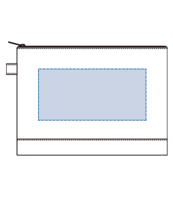 キャンバスデニムボトムフラットポーチ（M）（TR-1058）前面プリント範囲