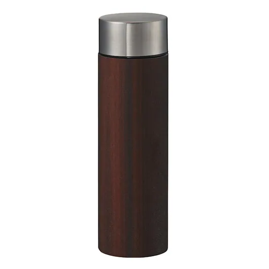 木目調ボディサーモボトル 450ml(TS-1759)ブラウン