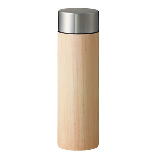 木目調ボディサーモボトル 450ml(TS-1759)ナチュラル