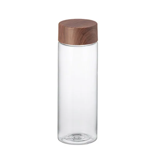 木目調キャップスリムクリアボトル500ml(TS-1818)ブラウン
