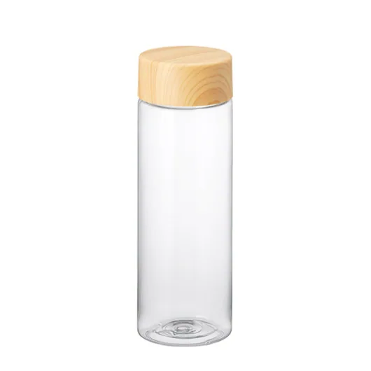 木目調キャップスリムクリアボトル500ml(TS-1818)ナチュラル