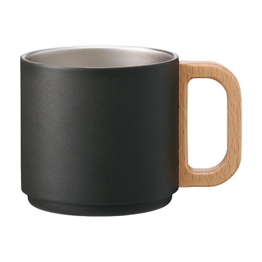 木製ハンドルサーモスタッキングマグ350ml(TS-1895)チャコールブラック