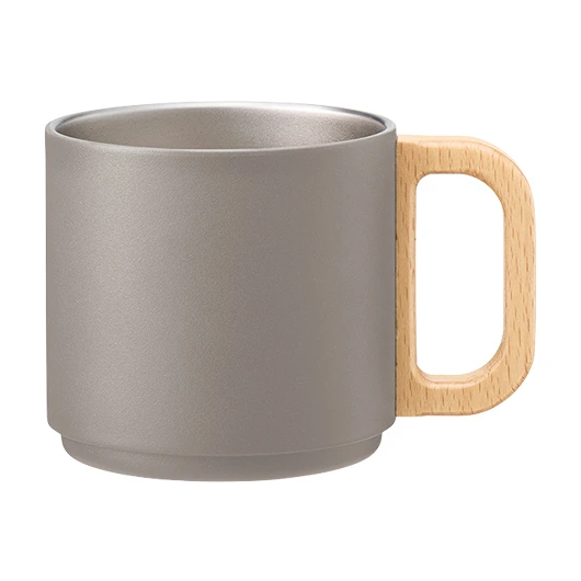 木製ハンドルサーモスタッキングマグ350ml(TS-1895)ベージュ